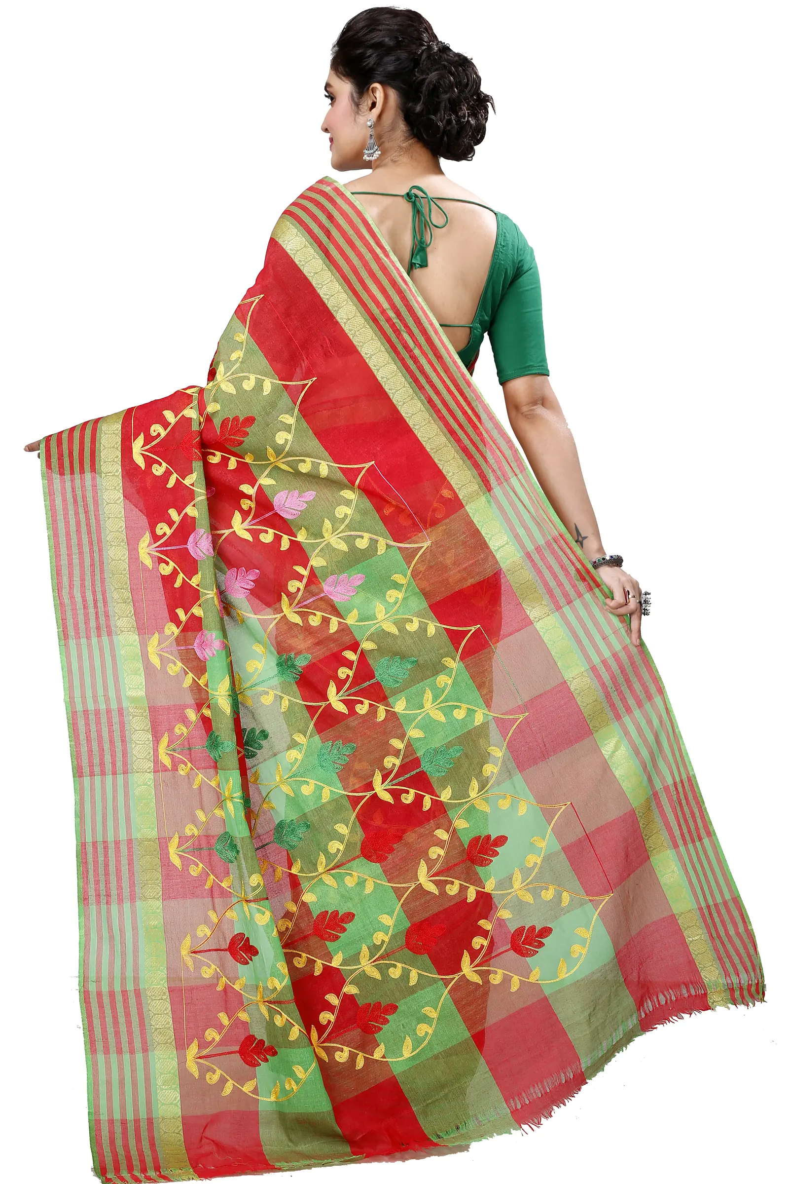 Red Pure Cotton Rosalie Tant Embroidery (972)