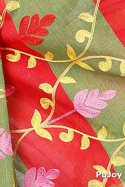 Red Pure Cotton Rosalie Tant Embroidery (972)