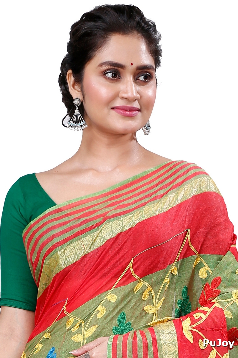 Red Pure Cotton Rosalie Tant Embroidery (972)
