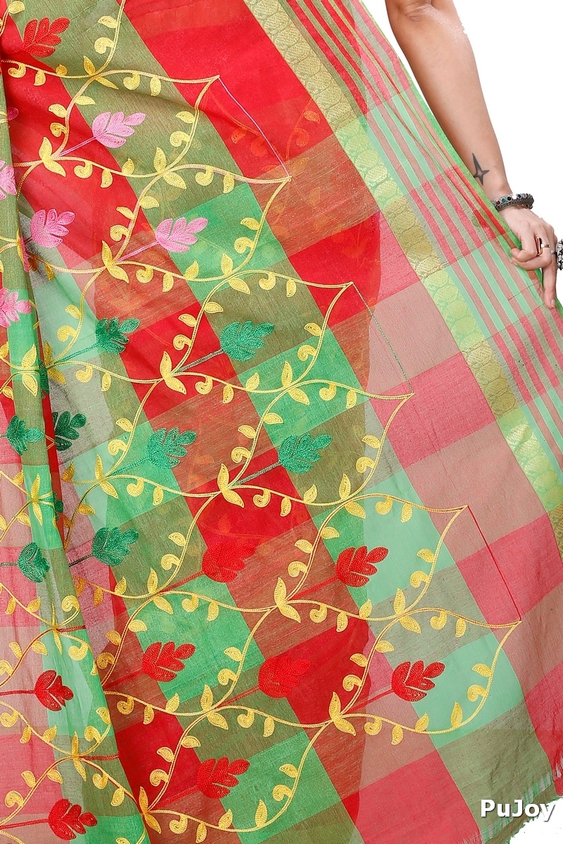 Red Pure Cotton Rosalie Tant Embroidery (972)