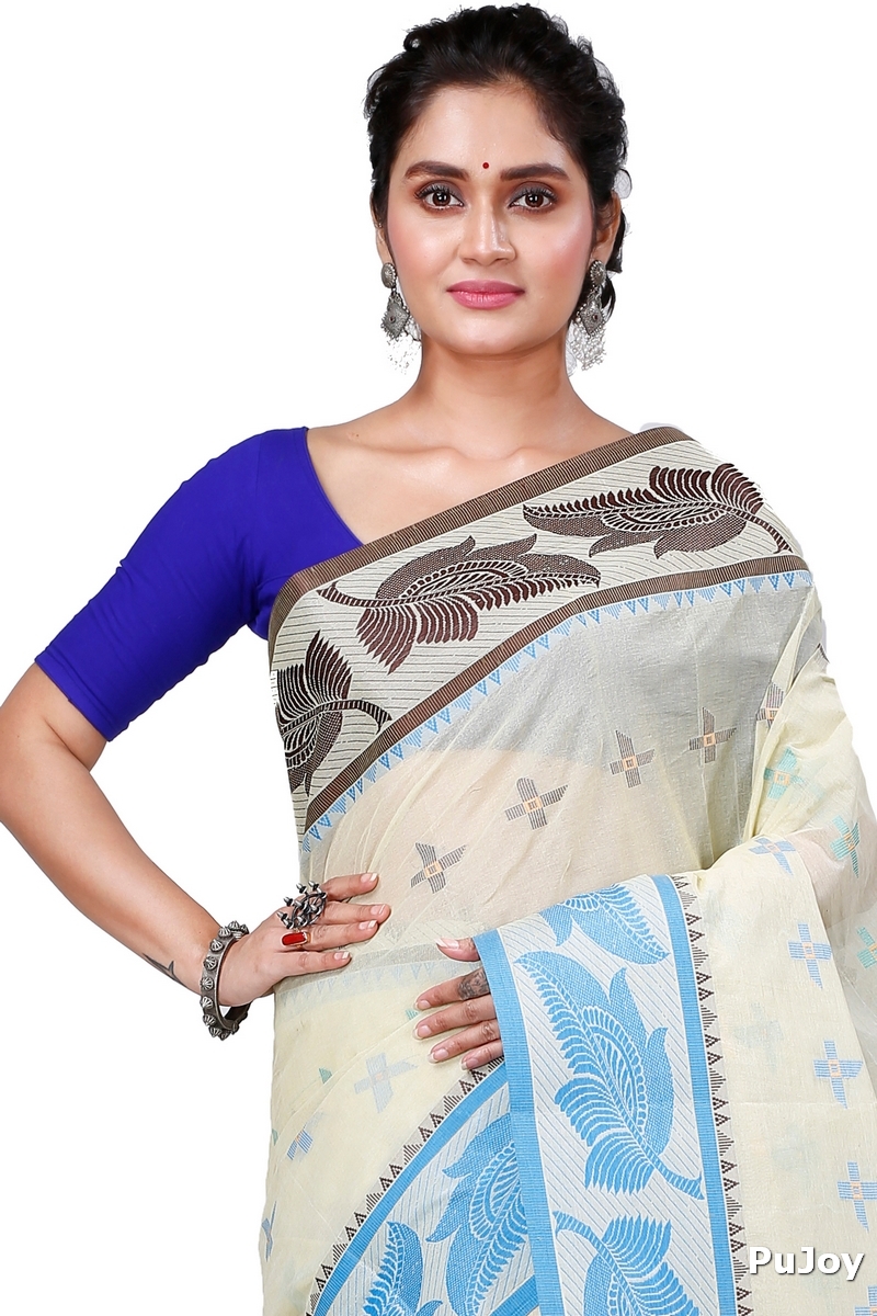 Gray Shade Pure Cotton Rowan Tant Saree (975)