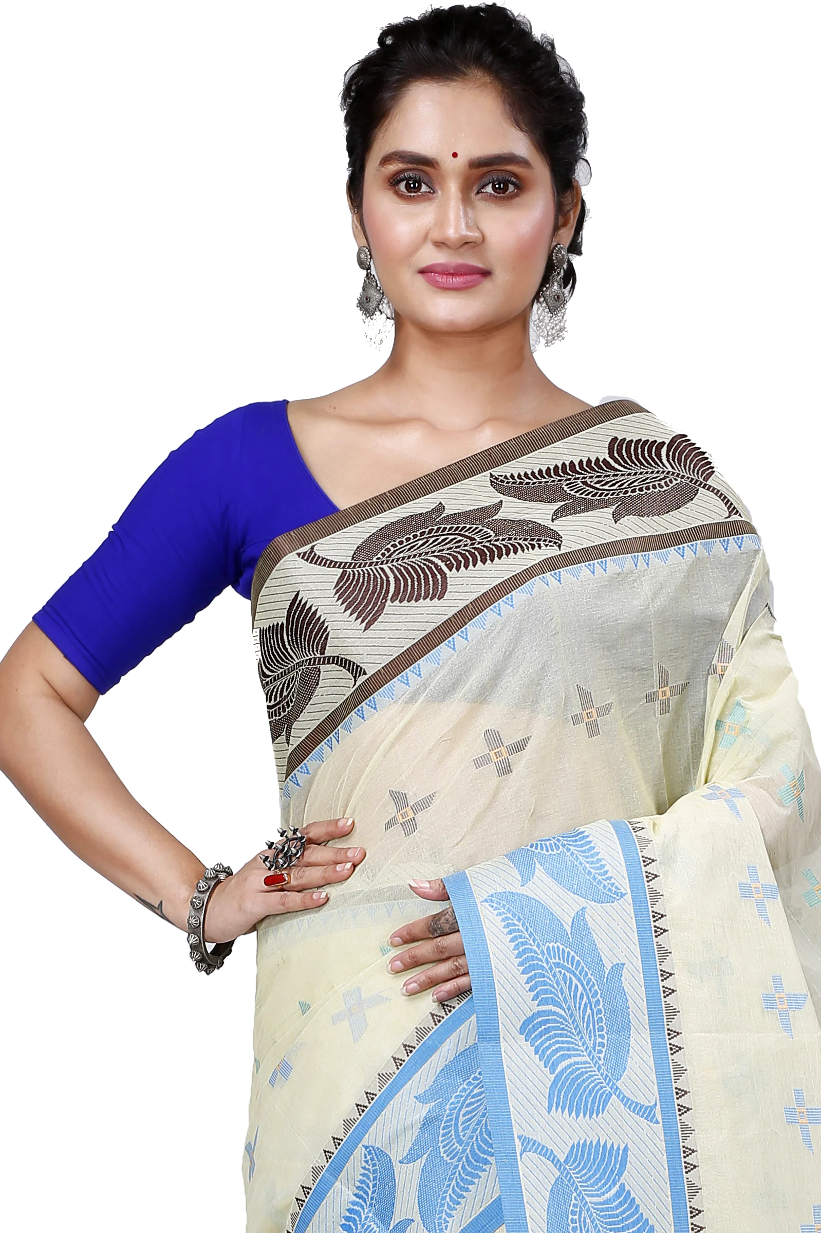 Gray Shade Pure Cotton Rowan Tant Saree (975)