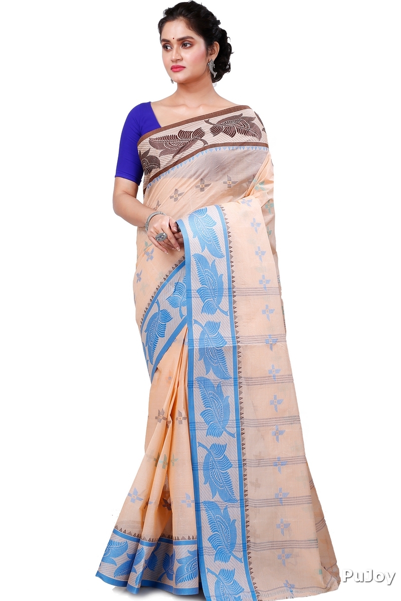 Light Brown Pure Cotton Rowan Tant Saree (979)