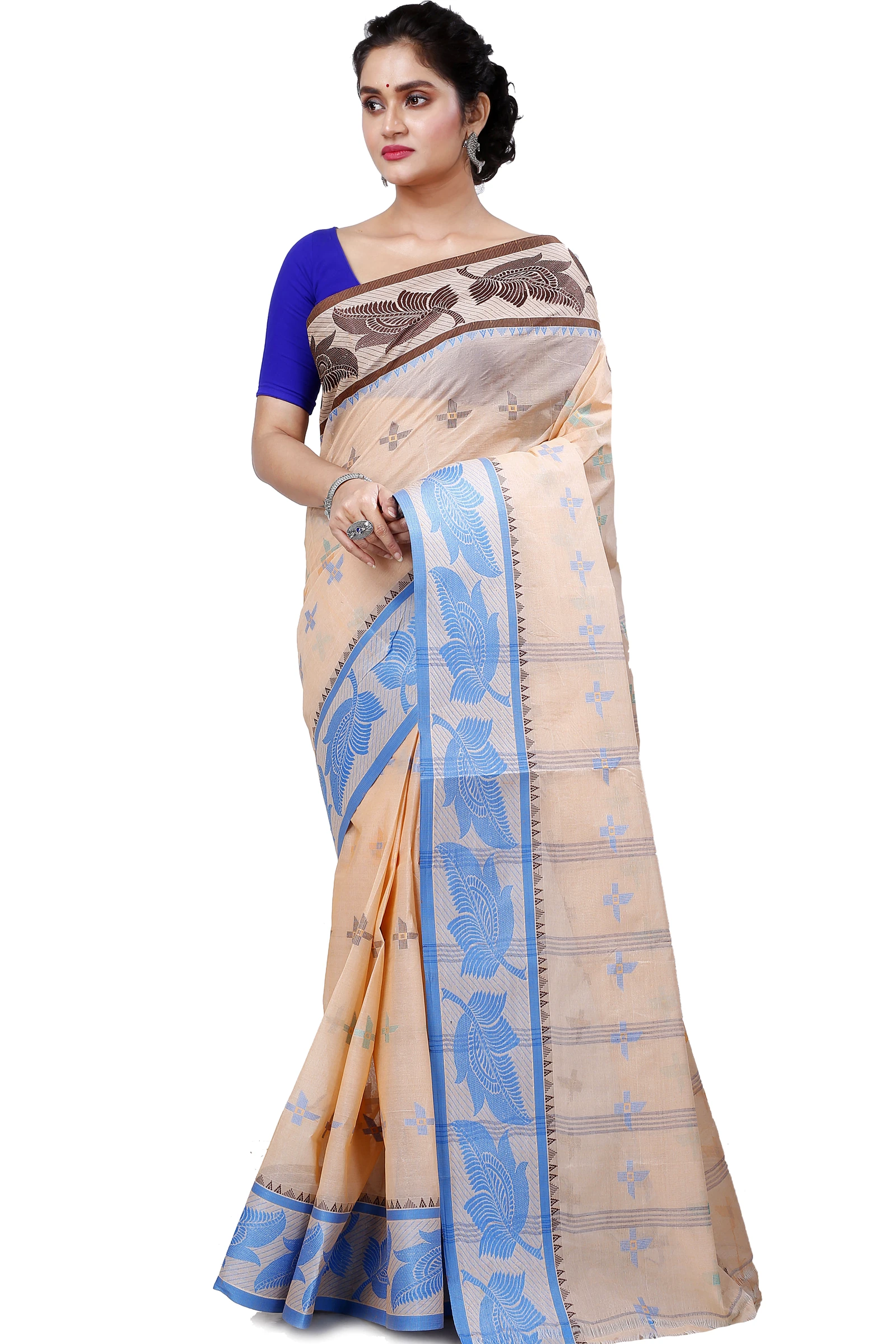 Light Brown Pure Cotton Rowan Tant Saree (979)