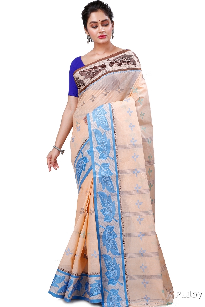 Light Brown Pure Cotton Rowan Tant Saree (979)