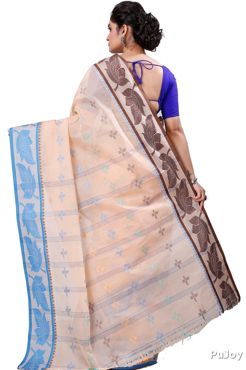Light Brown Pure Cotton Rowan Tant Saree (979)