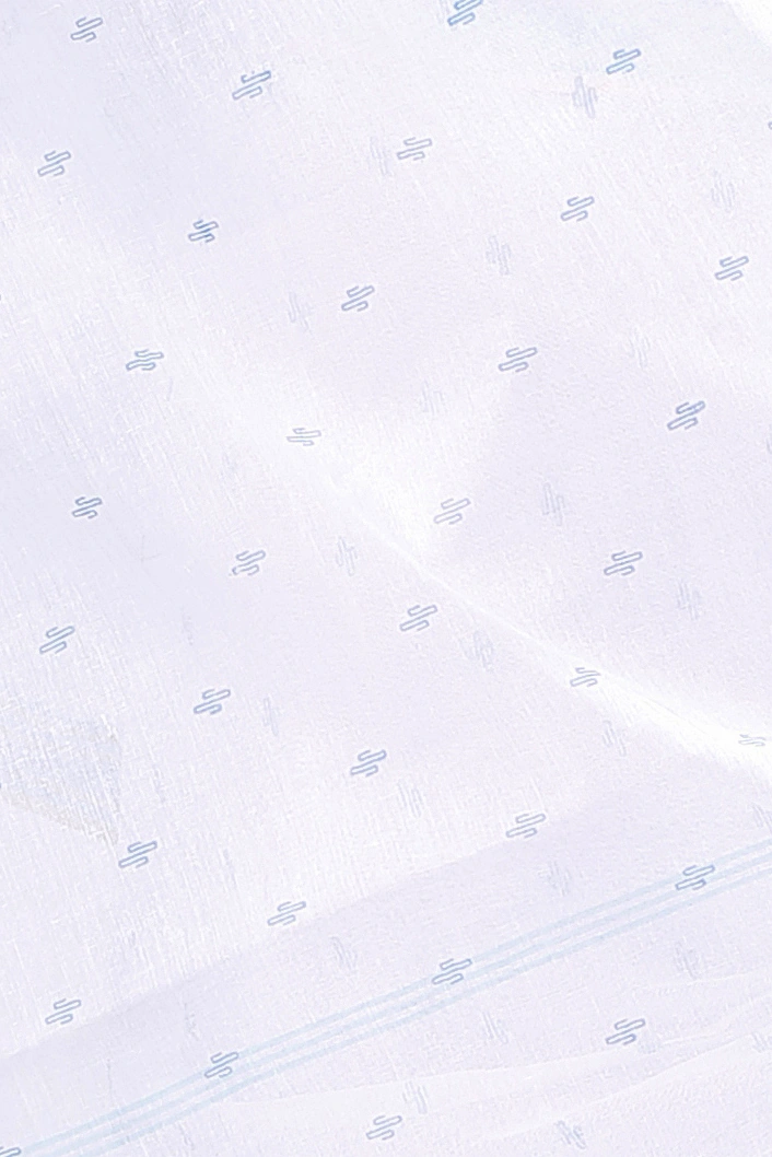 White Blue Pure Cotton Regina Tant Saree (987)