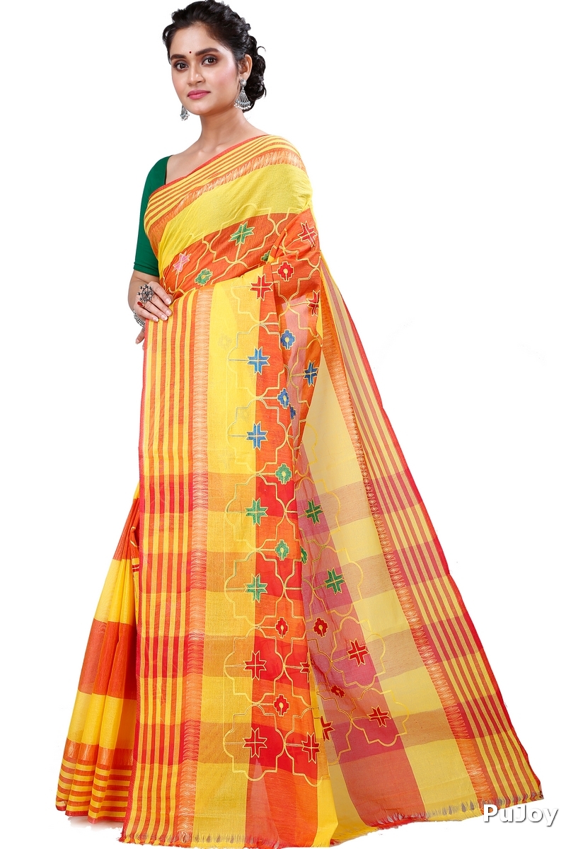 Yellow Pure Cotton Ruby Tant Embroidery (990)