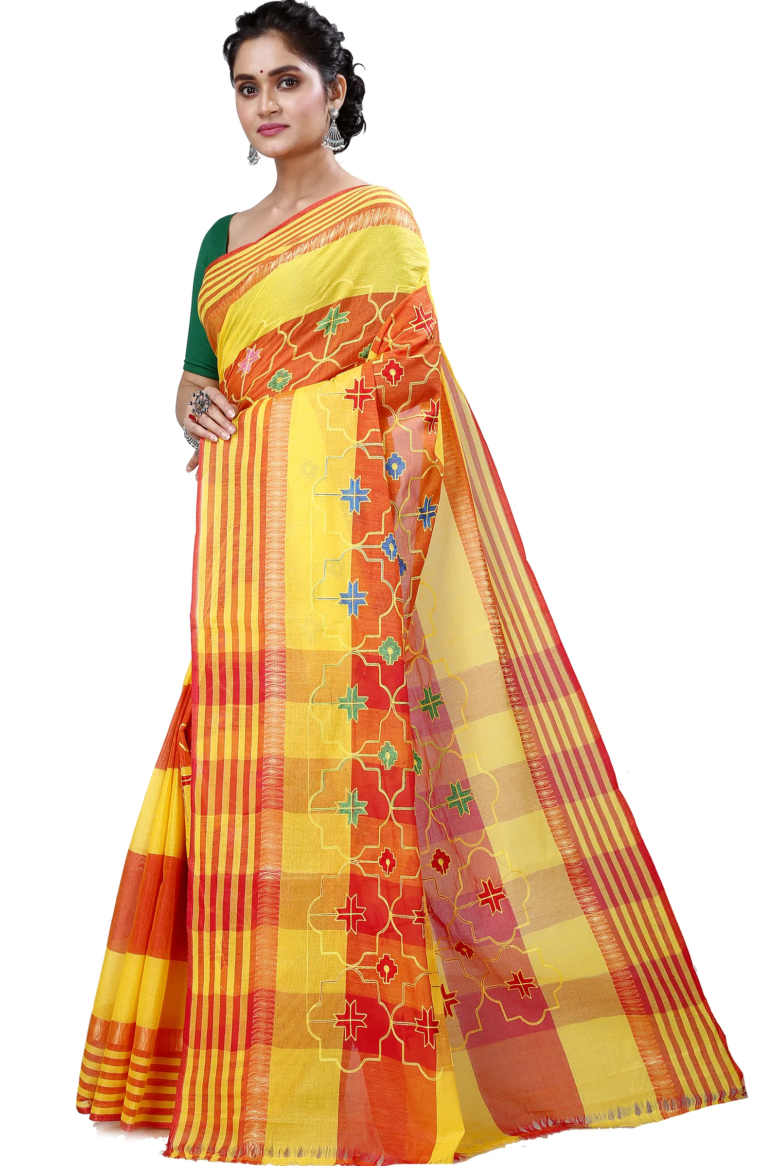 Yellow Pure Cotton Ruby Tant Embroidery (990)