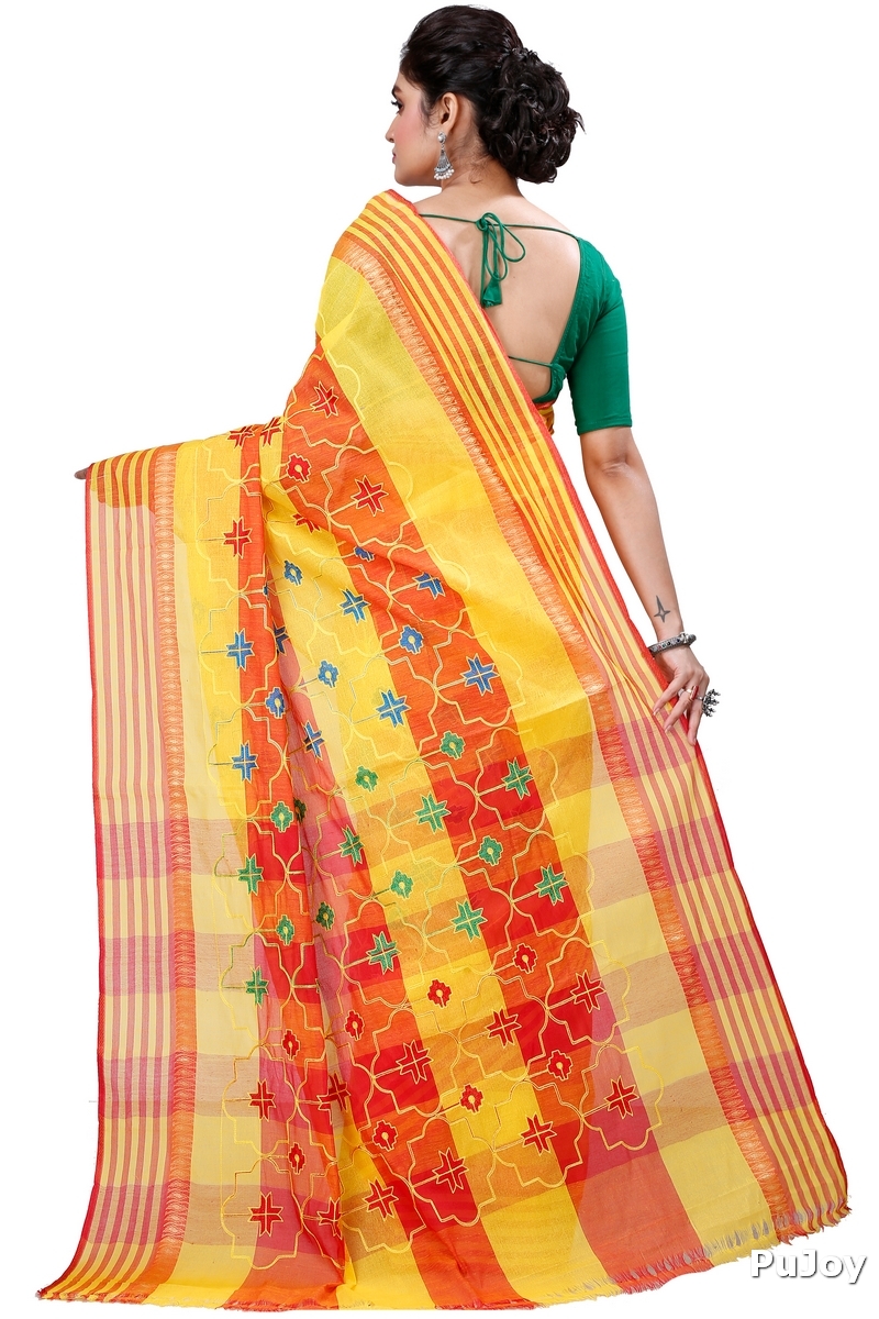 Yellow Pure Cotton Ruby Tant Embroidery (990)
