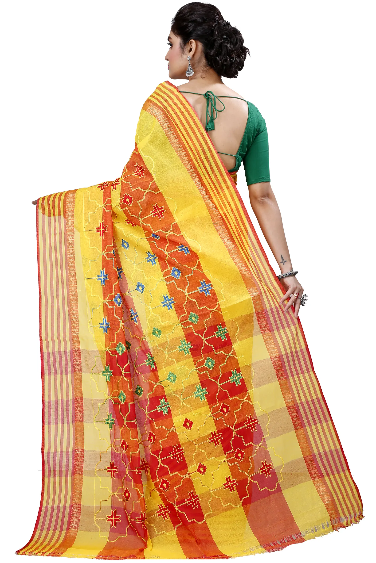 Yellow Pure Cotton Ruby Tant Embroidery (990)