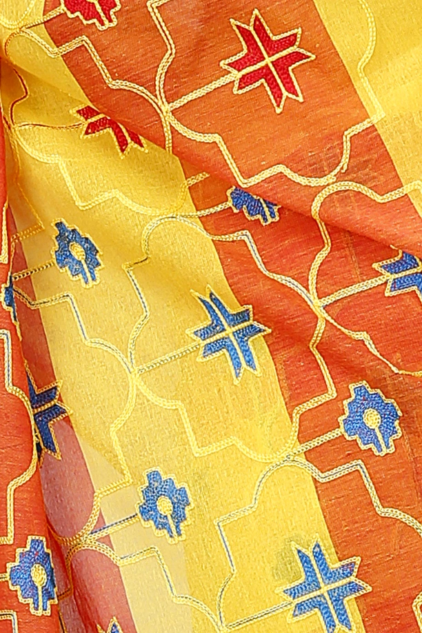 Yellow Pure Cotton Ruby Tant Embroidery (990)