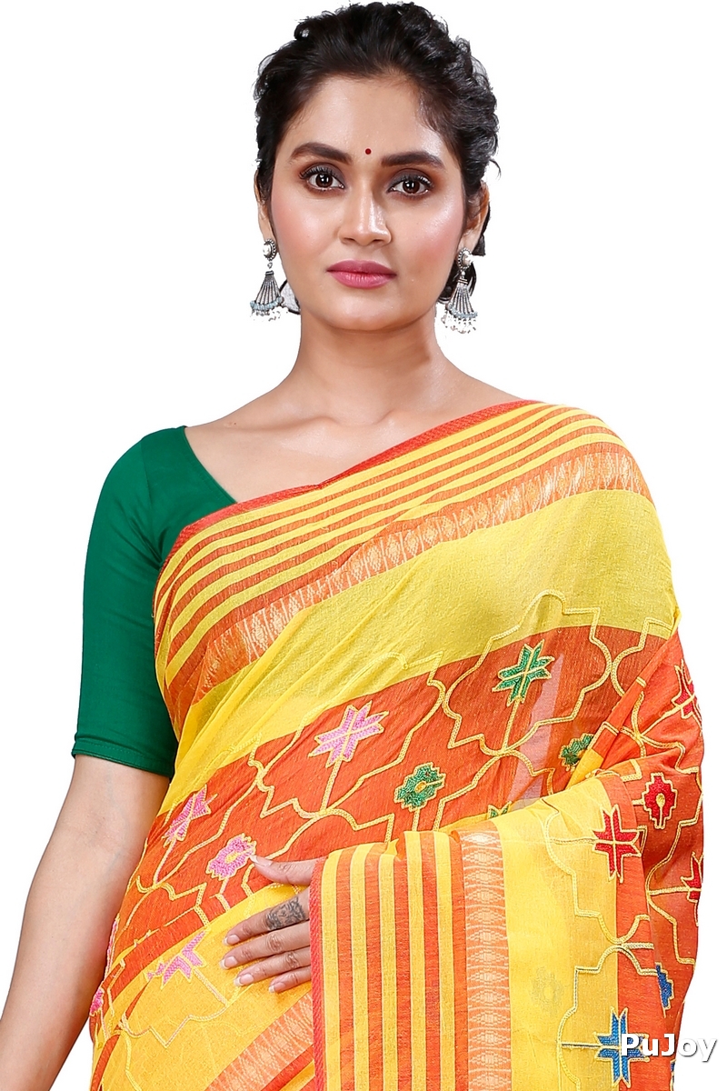 Yellow Pure Cotton Ruby Tant Embroidery (990)
