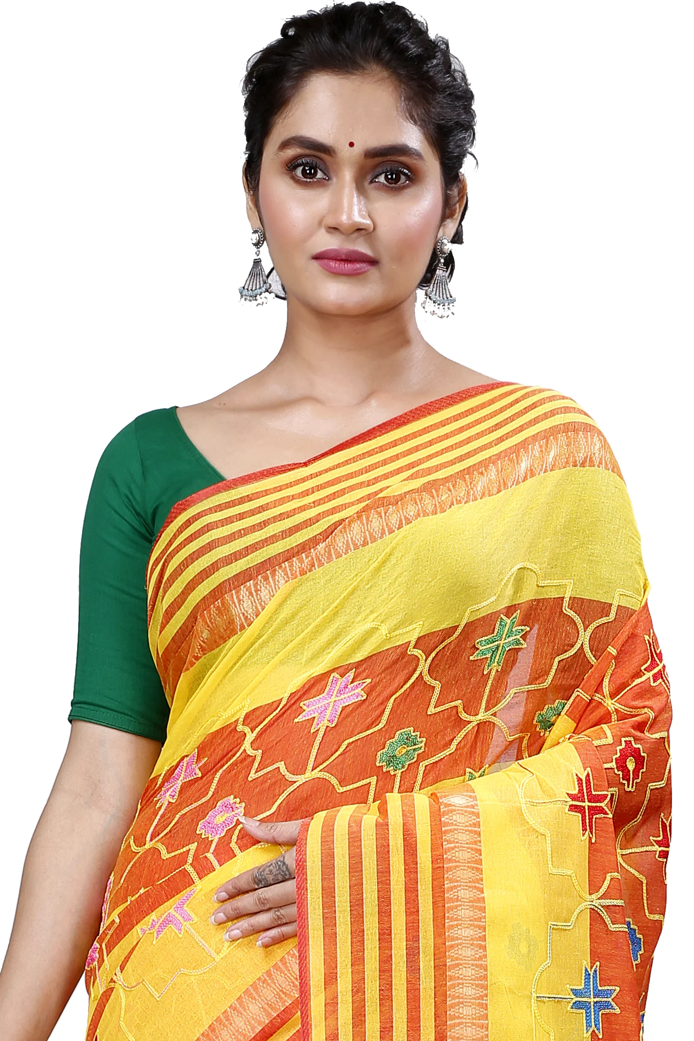 Yellow Pure Cotton Ruby Tant Embroidery (990)