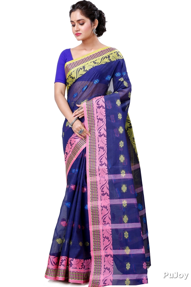 Naby Blue Pure Cotton Raina Tant Saree (996)