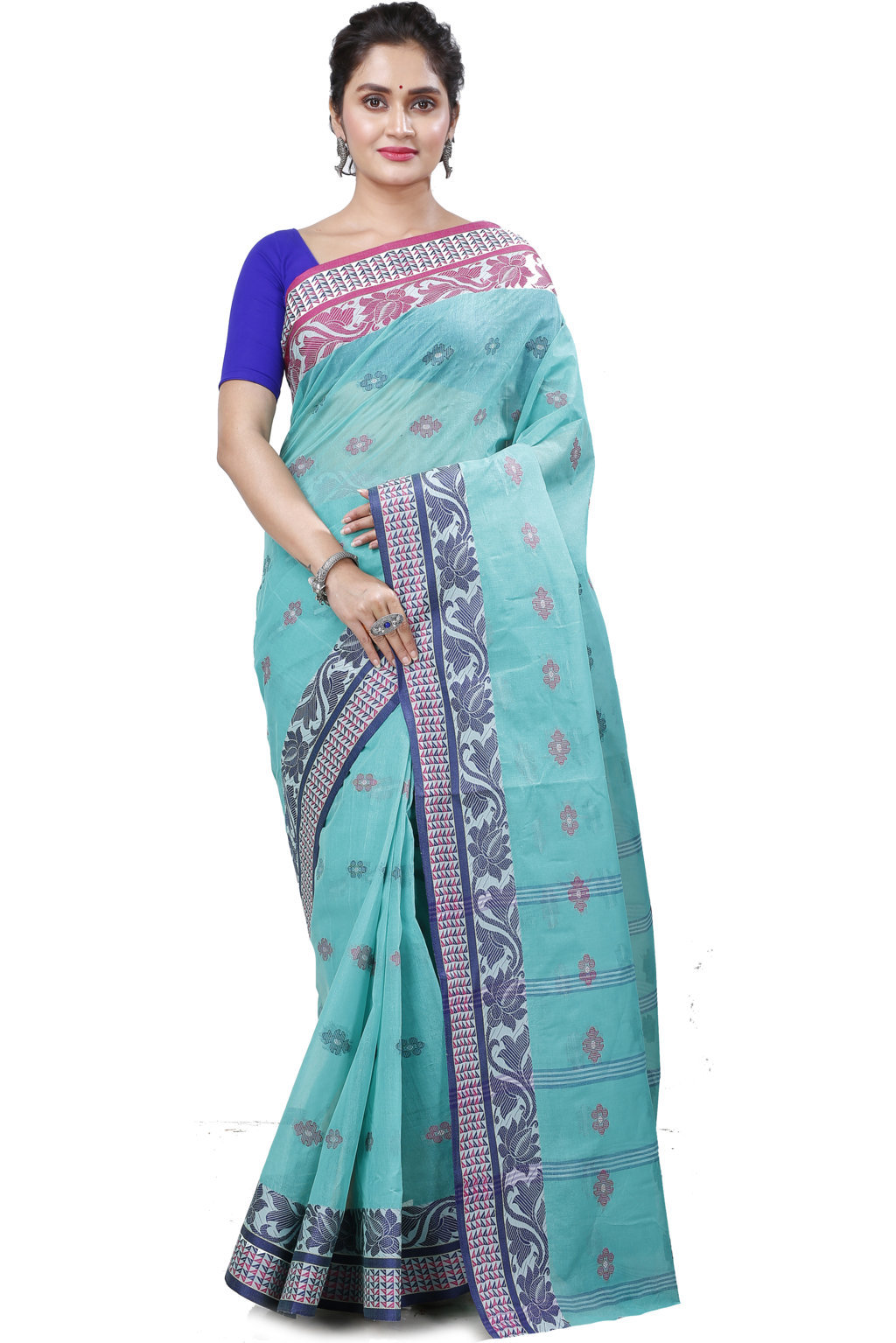 See Green Pure Cotton Raina Tant Saree (997)