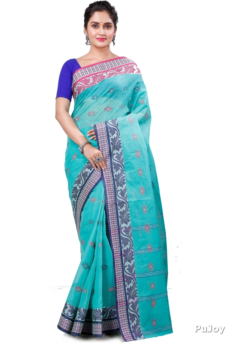 See Green Pure Cotton Raina Tant Saree (997)
