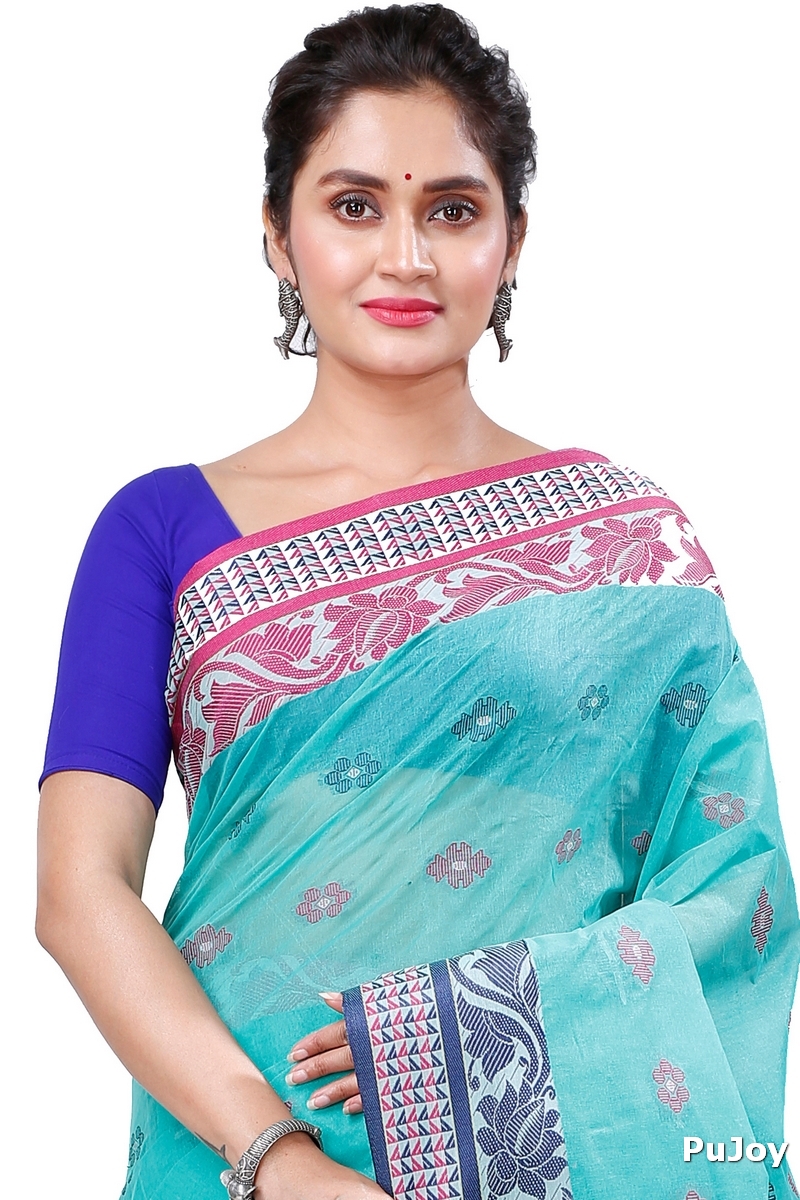 See Green Pure Cotton Raina Tant Saree (997)
