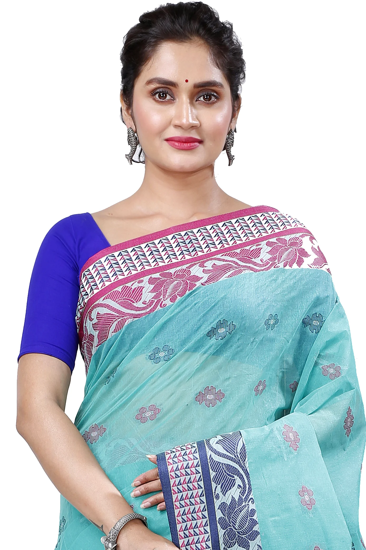 See Green Pure Cotton Raina Tant Saree (997)