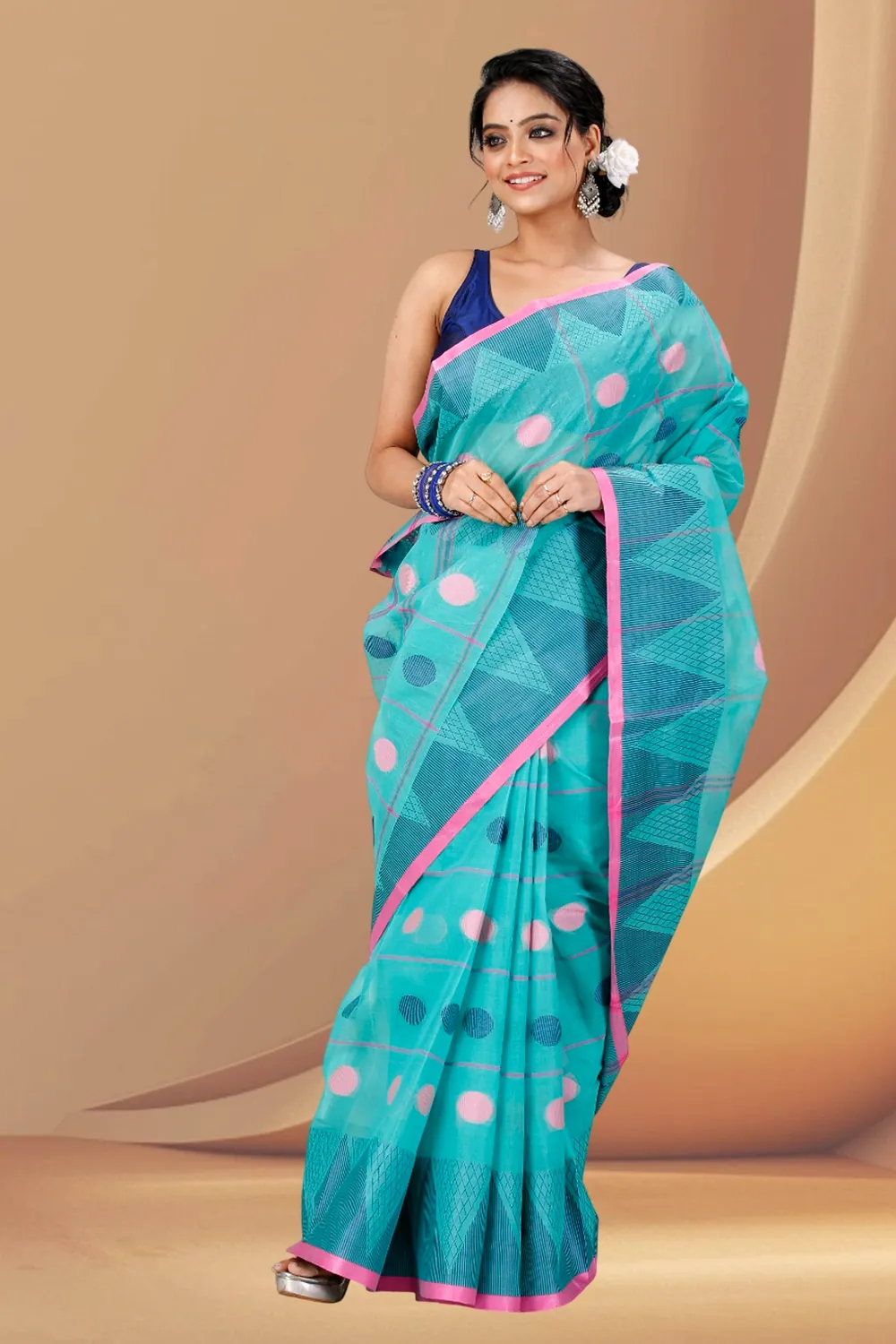 See Green Pure Cotton Rebeka Tant Saree (1005)