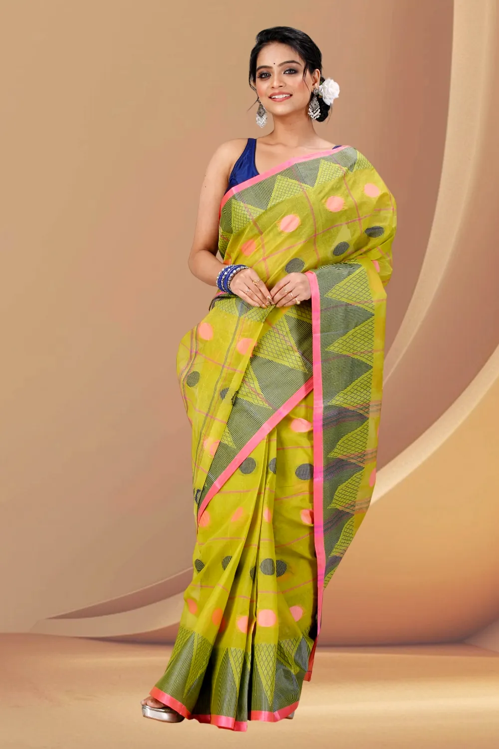 Dark Yellow Pure Cotton Rebeka Tant Saree (1006)