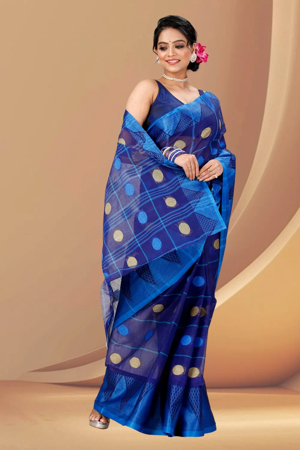 Naby Blue Pure Cotton Rebeka Tant Saree (1007)