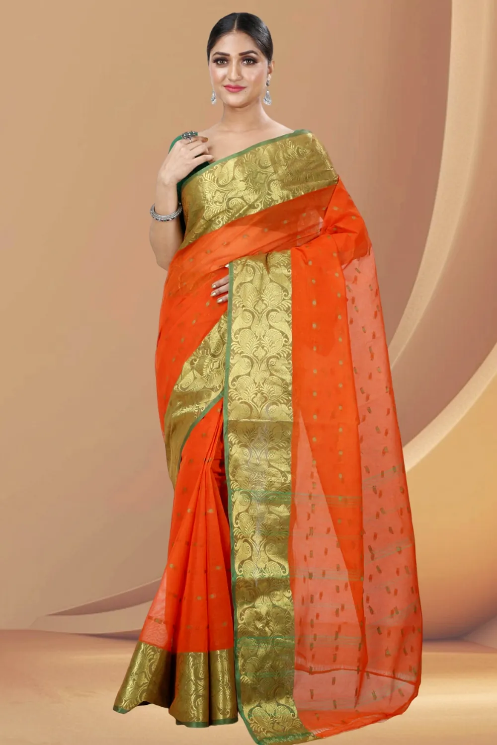 Orange Pure Cotton Saloni Tant Saree (1029)
