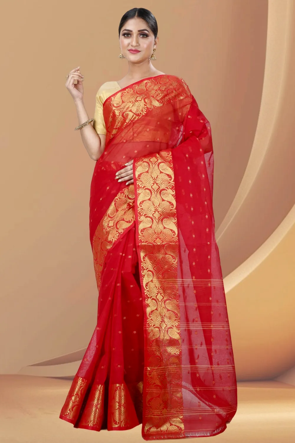 Red Pure Cotton Saloni Tant Saree (1030)