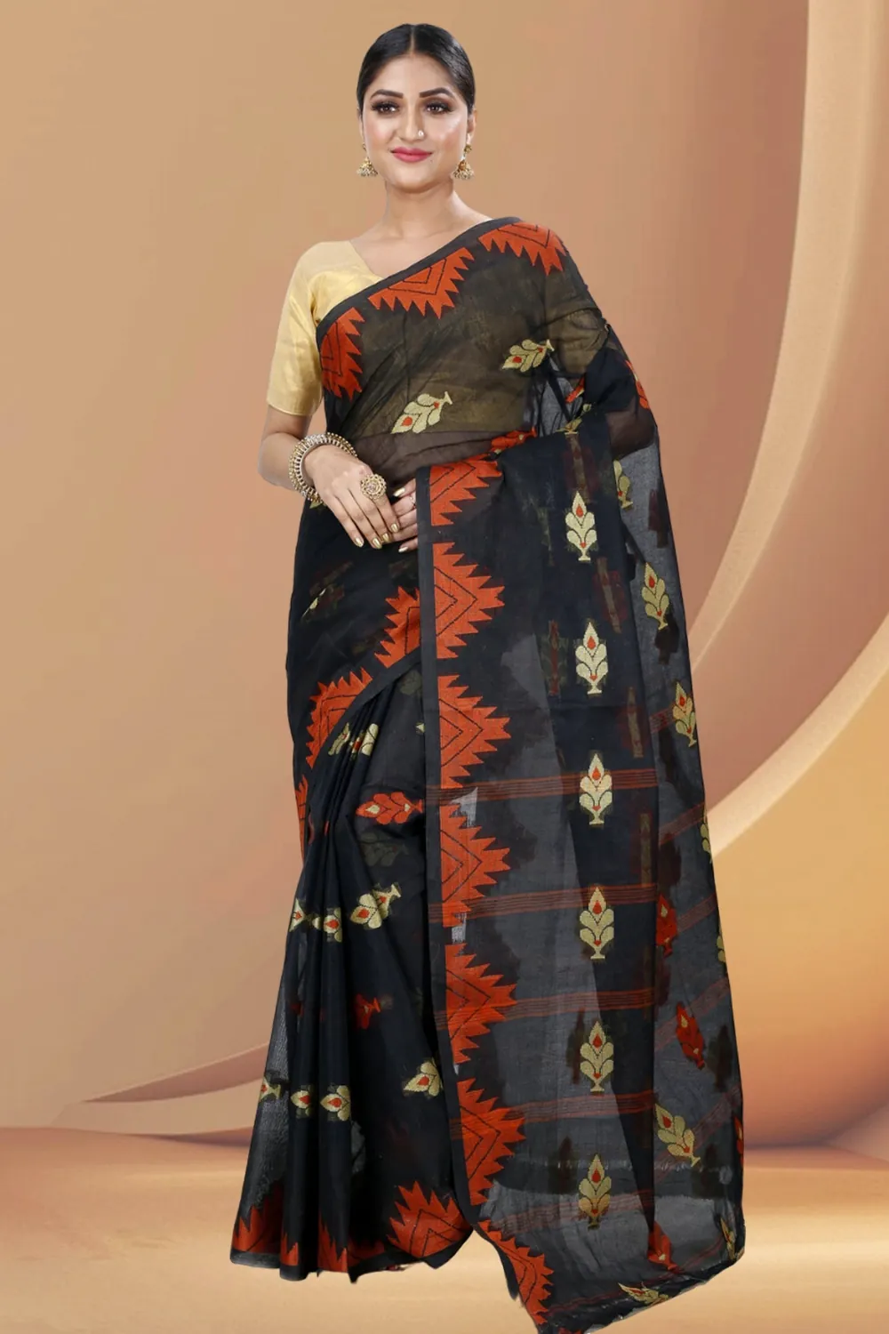 Black Pure Cotton Sidra Tant Saree (1035)