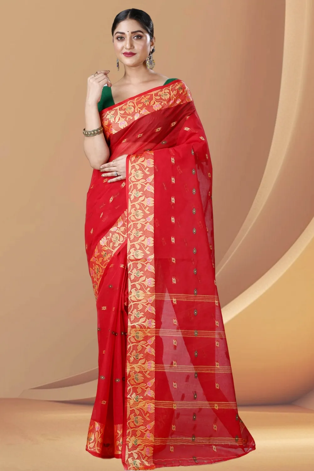 Red Pure Cotton Gopika Tant Saree (1058)