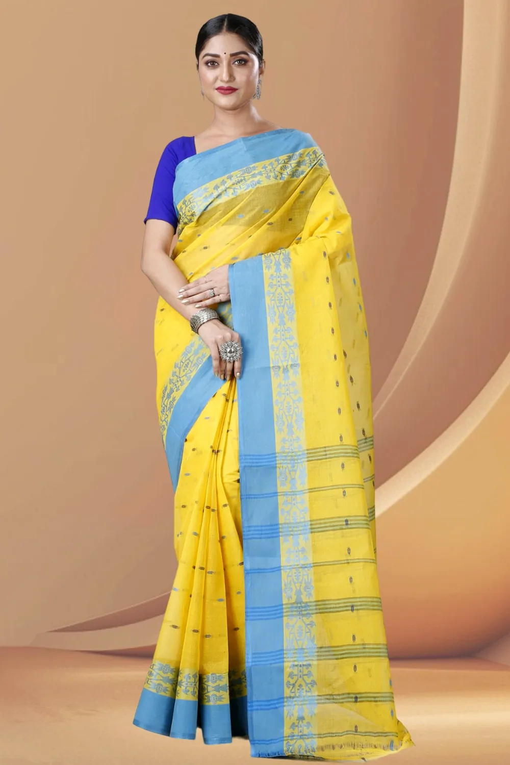 Yellow Pure Cotton Apurva Tant Saree (1064)