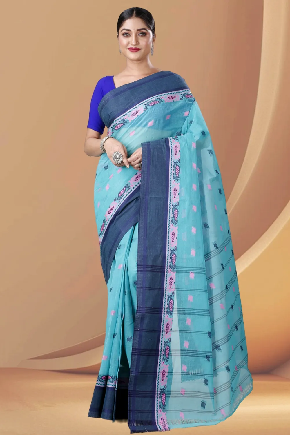 See Green Pure Cotton Provati Tant Saree (1072)