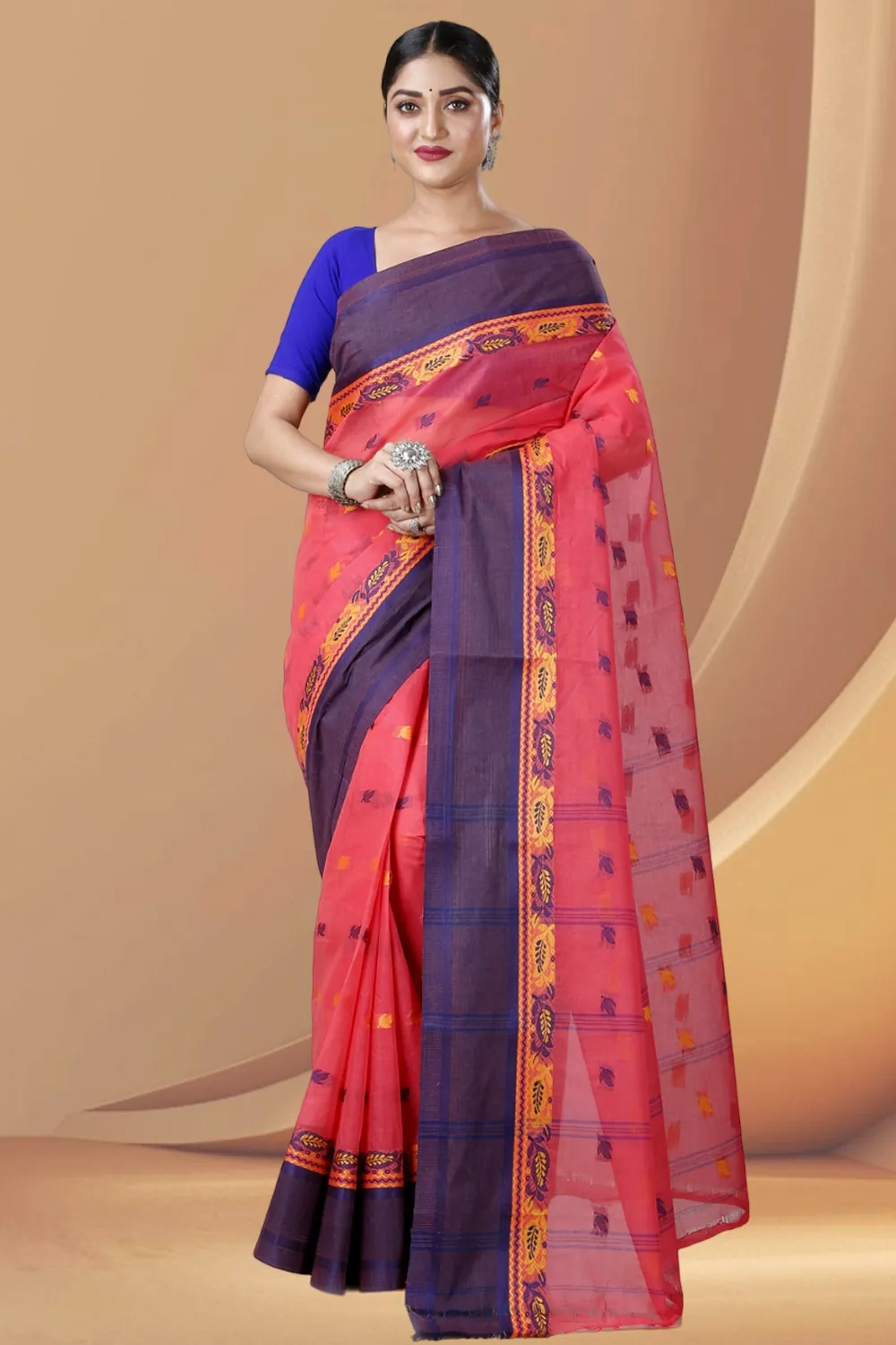 Purple Pure Cotton Provati Tant Saree (1075)