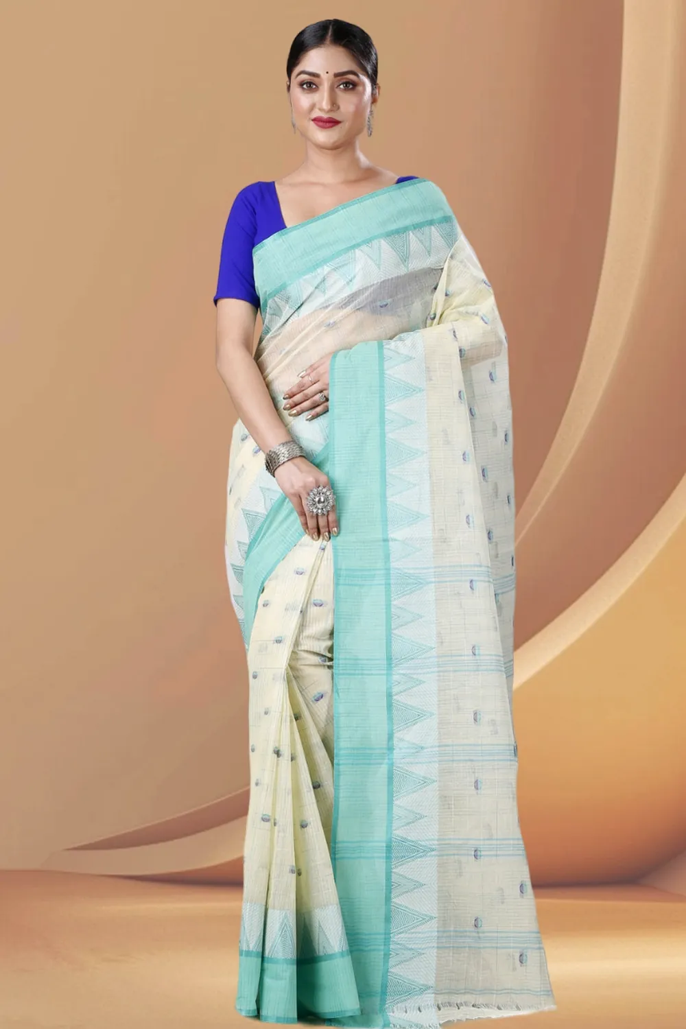 Light Green Pure Cotton Ishvari Tant Saree (1079)