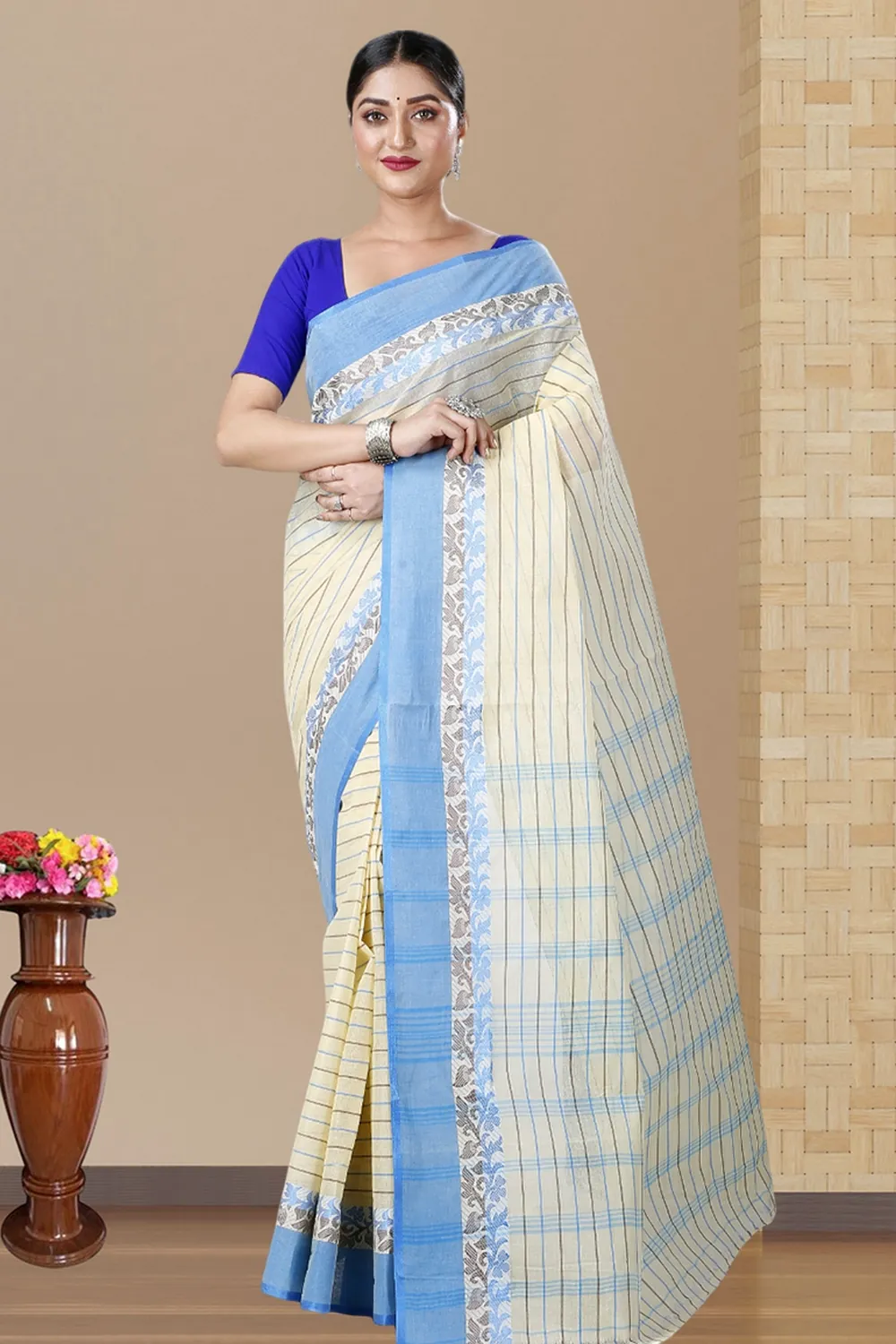 Sky Blue Pure Cotton Subha Tant Saree (1084)