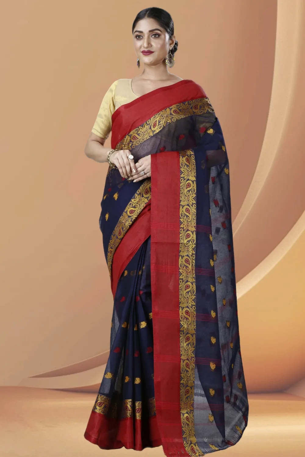 Blue Pure Cotton Srimati Tant Saree (1089)