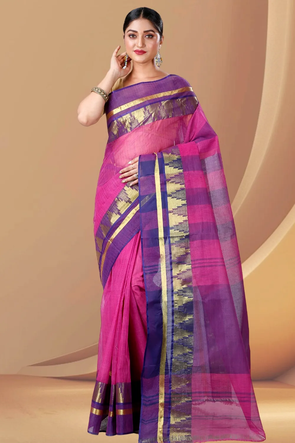 Purple Pure Cotton Vrinda Tant Saree (1097)