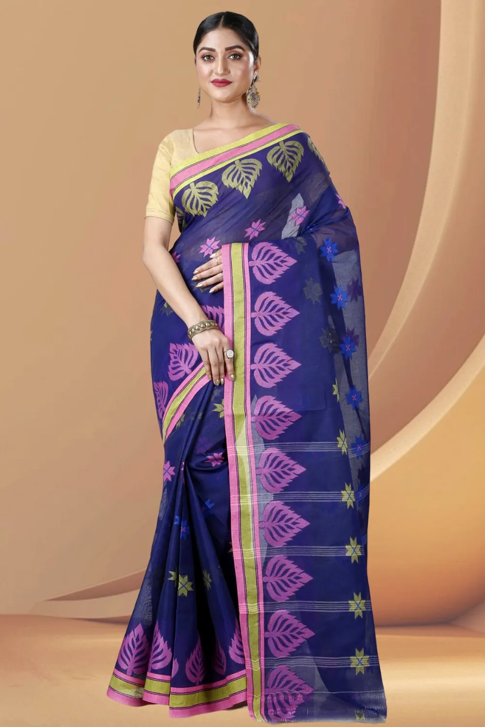 Naby Blue Pure Cotton Subhangi Tant Saree (1100)