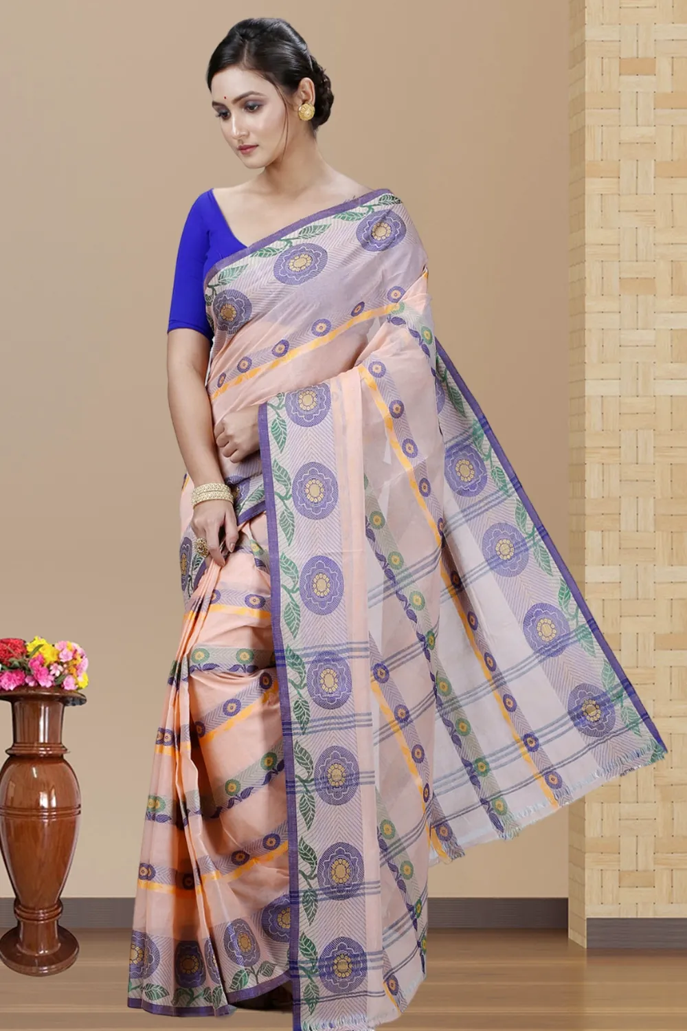 Cream Pure Cotton Uttara Tant Saree (1135)