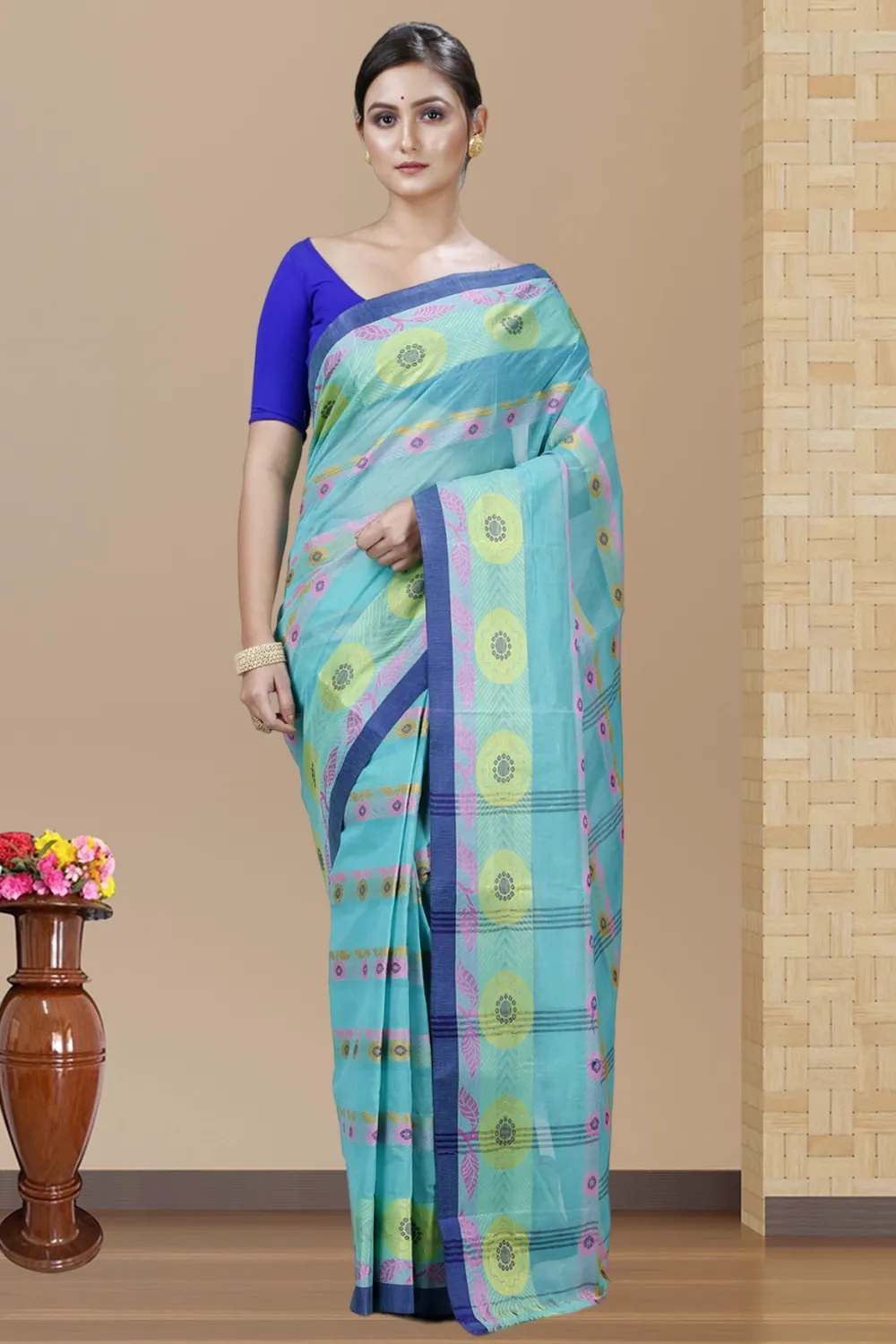 Green Pure Cotton Uttara Tant Saree (1136)