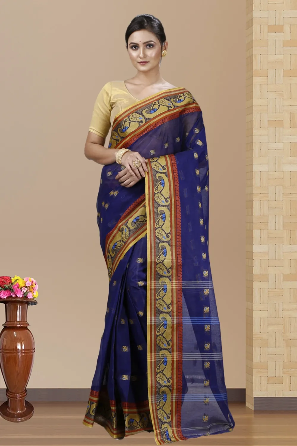 Blue Pure Cotton Utkal Tant Saree (1138)