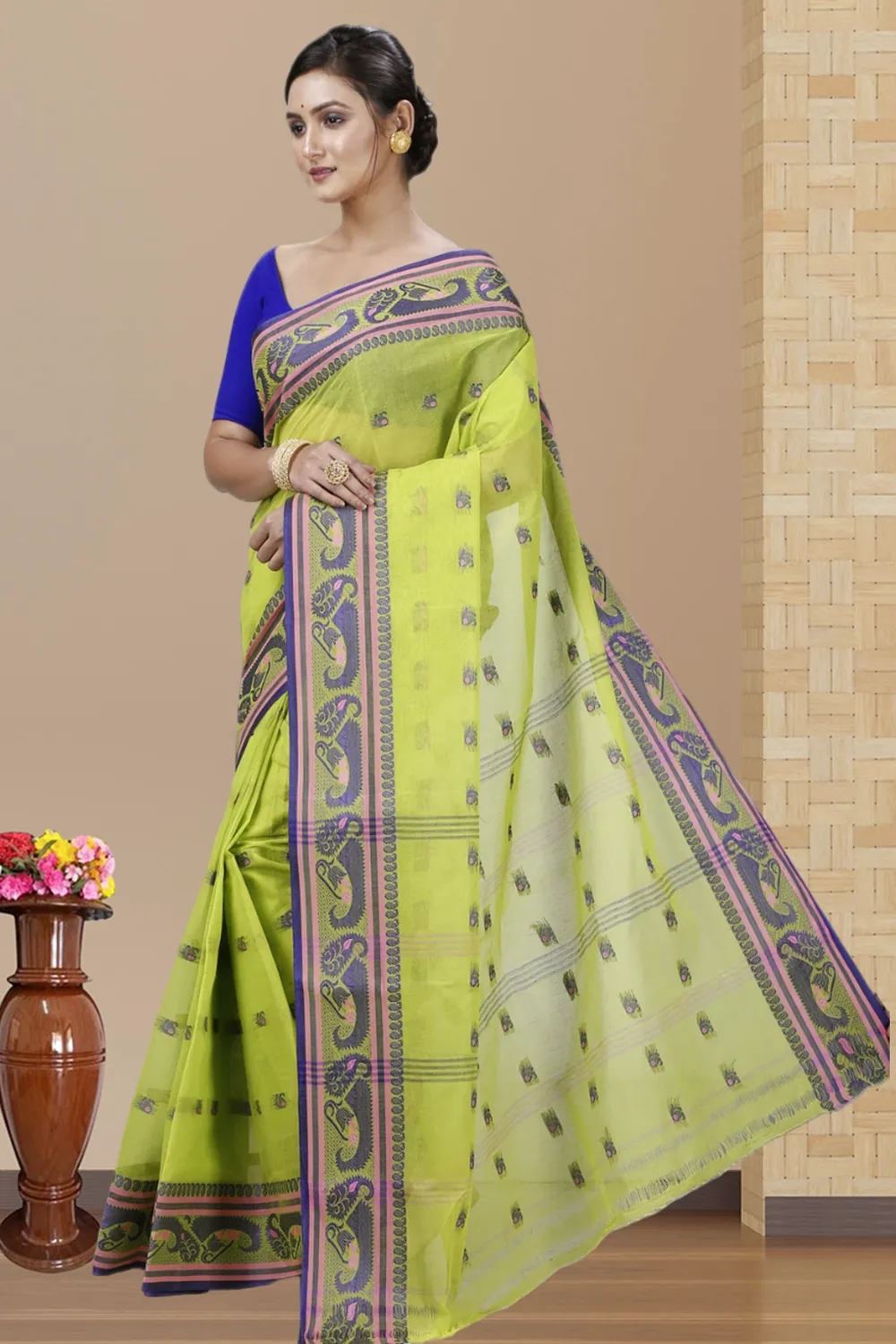 Green Pure Cotton Utkal Tant Saree (1141)