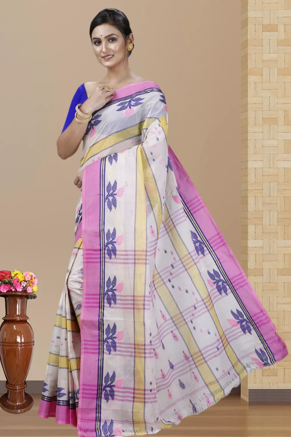 Pink Pure Cotton Udichi Tant Saree (1158)