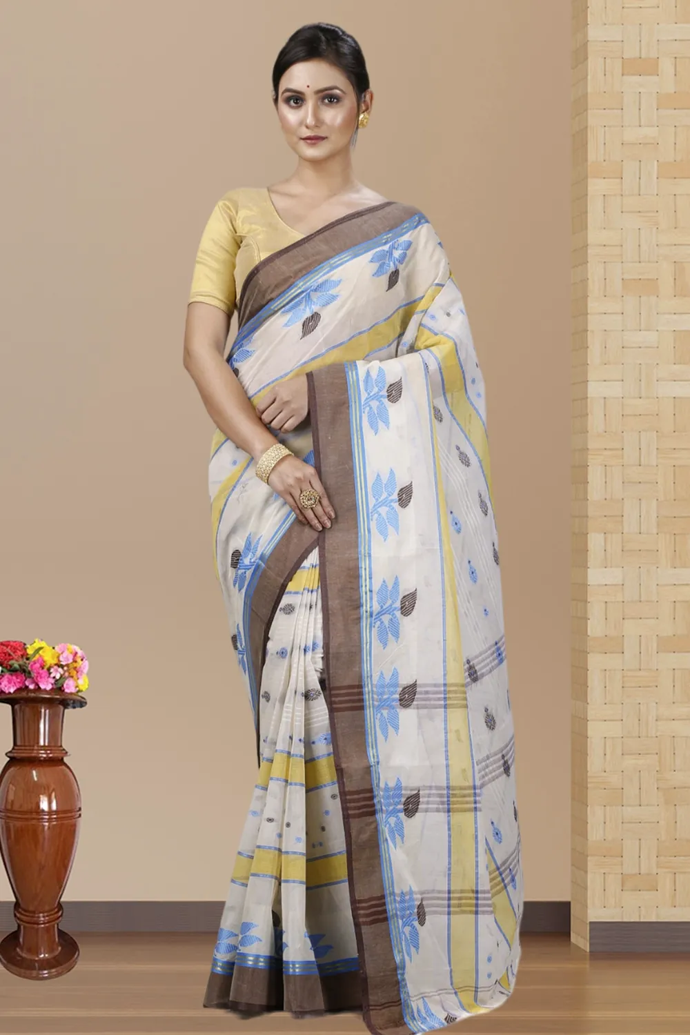Brown Pure Cotton Udichi Tant Saree (1159)