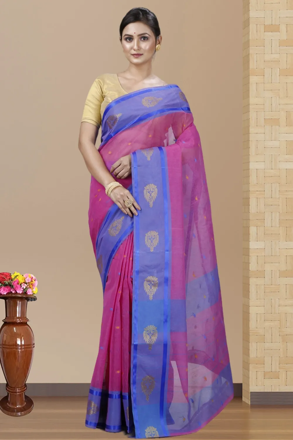 Pink Pure Cotton Upala Tant Saree (1161)