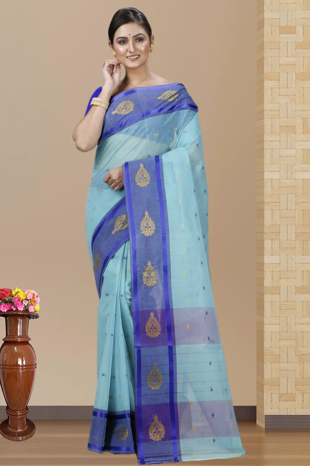 See Green Pure Cotton Upala Tant Saree (1165)