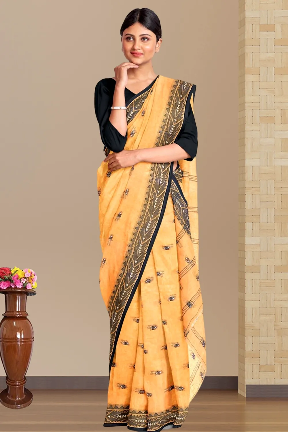 Brown Pure Cotton Urvi Tant Saree (1170)
