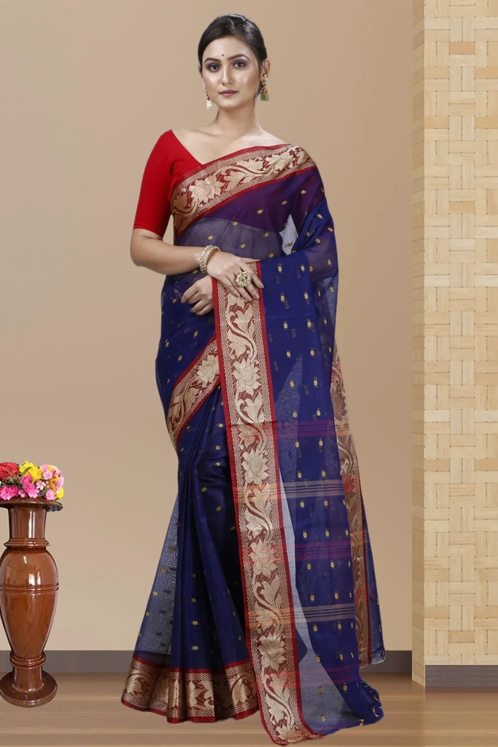 Blue Pure Cotton Unnati Tant Saree (1172)