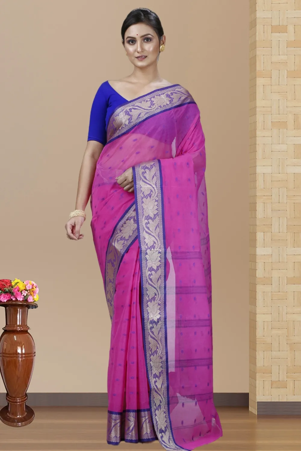 Pink Pure Cotton Unnati Tant Saree (1174)