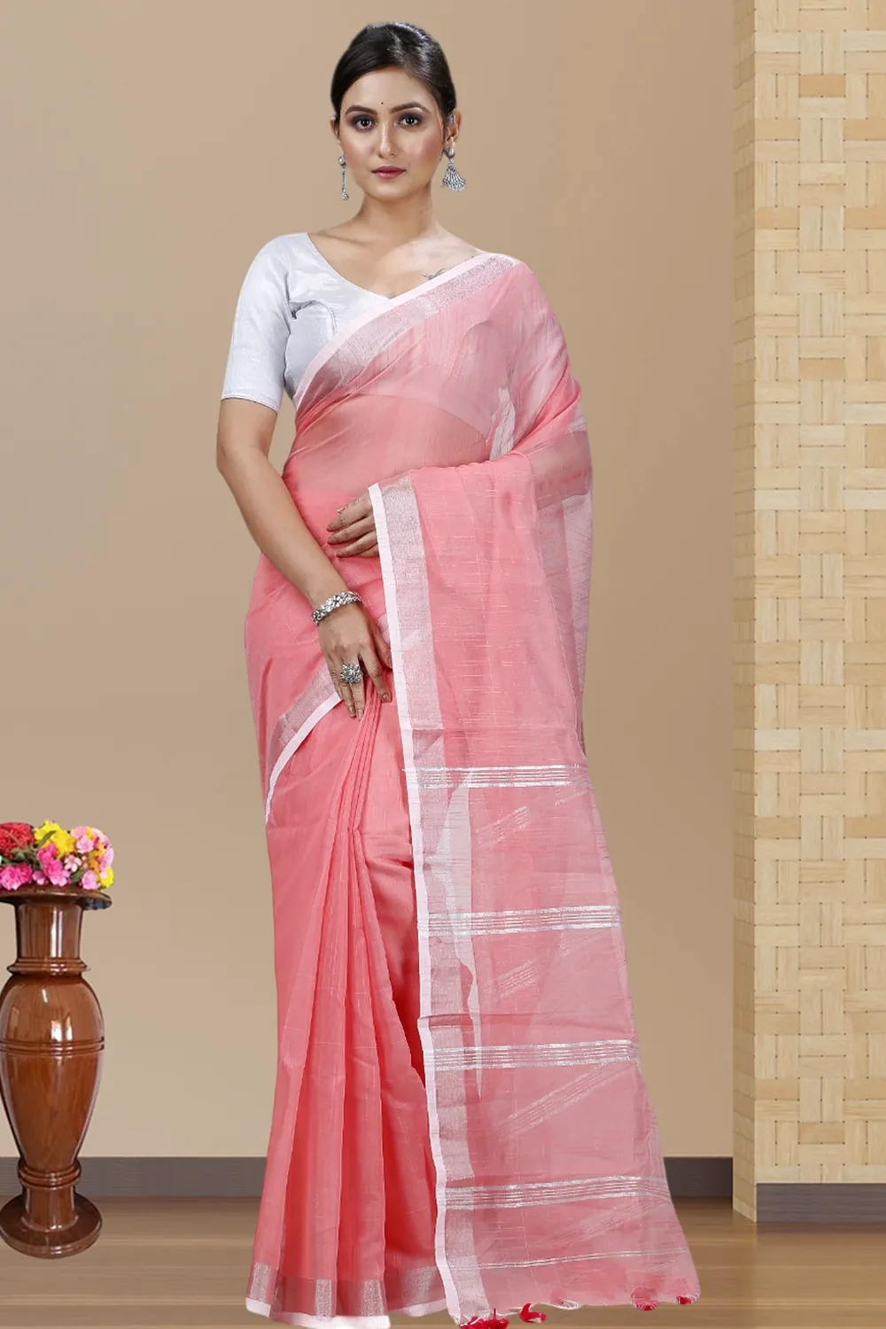 Pitch Blended Cotton Toshini Hand Loom Saree (1182)